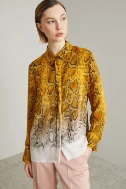 Camicia in crépe animalier - Giallo