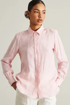 Camicia in lino - Rosa Bianco