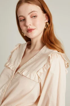 Camicia in mussola con rouches - Rosa Chiaro