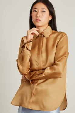 Camicia in organza di seta - Oro