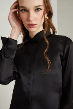 Camicia in organza di seta - Nero