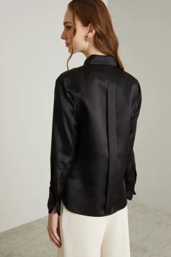 Camicia in organza di seta - Nero