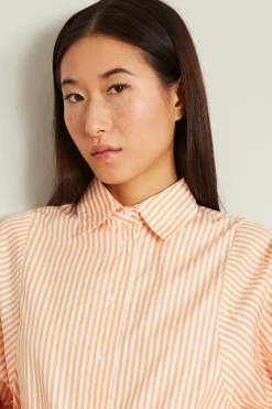 Camicia in popeline di cotone - Bianco Arancione
