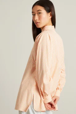 Camicia in popeline di cotone - Bianco Arancione
