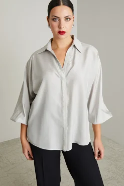 Camicia in pura seta - Grigio