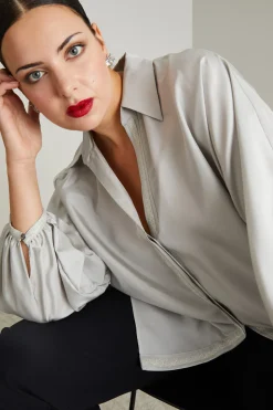 Camicia in pura seta - Grigio