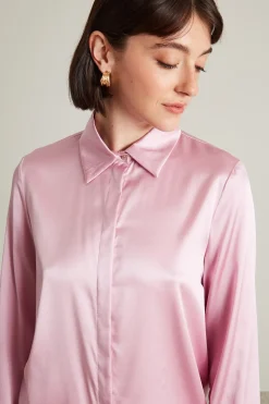 Camicia in raso di seta - Rosa