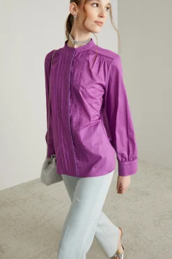 Camicia in tela con nervature - Ciclamino