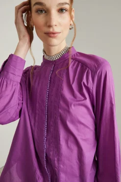 Camicia in tela con nervature - Ciclamino