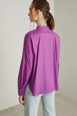 Camicia in tela con nervature - Ciclamino