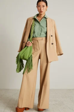 Camicia in tela con ricamo - Verde Salvia