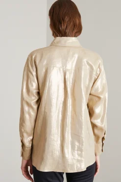 Camicia in tela di lino laminato - Oro