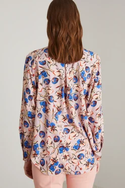 Camicia in twill a fantasia - Rosa Blu