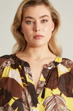 Camicia in voile di cotone - Marrone Giallo