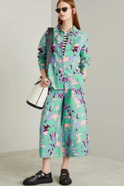 Camicia oversize in lino - Verde Viola Rosa