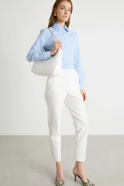 Camicia aderente con strass - Azzurro