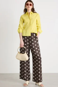 Camicia aderente con strass - Giallo