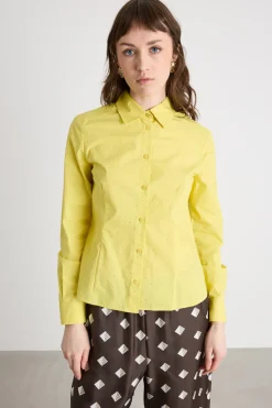 Camicia aderente con strass - Giallo