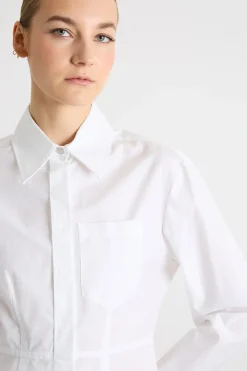 Camicia aderente in popeline - Bianco