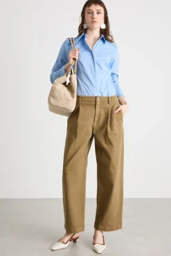 Camicia aderente in popeline stretch - Azzurro