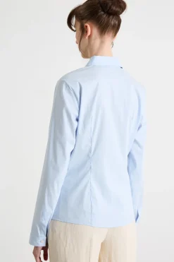 Camicia aderente in popeline stretch - Azzurro