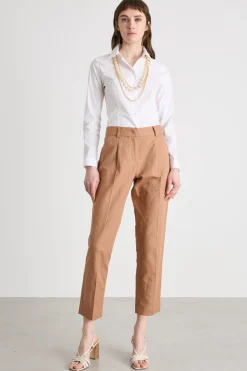 Camicia aderente in popeline stretch - Bianco