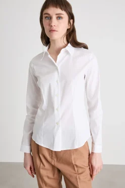 Camicia aderente in popeline stretch - Bianco