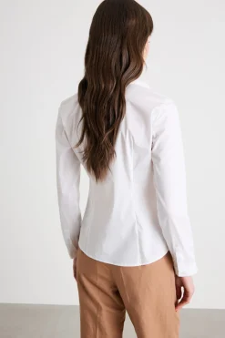 Camicia aderente in popeline stretch - Bianco