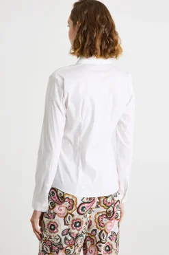 Camicia aderente in popeline stretch - Bianco