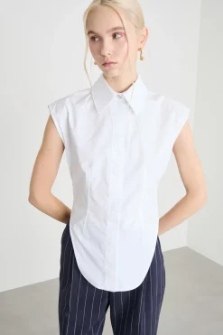 Camicia aderente senza maniche - Bianco