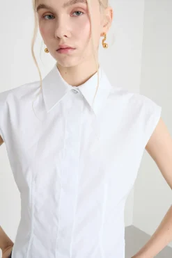Camicia aderente senza maniche - Bianco