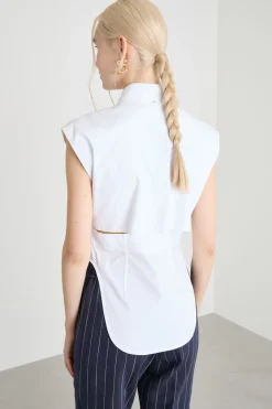 Camicia aderente senza maniche - Bianco