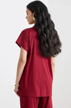 Camicia ampia con cintura - Rosso