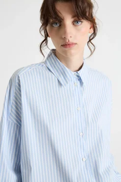 Camicia ampia con stampa - Azzurro