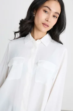 Camicia ampia con tasche - Bianco