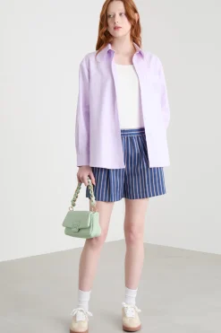 Camicia ampia con taschino - Lilla