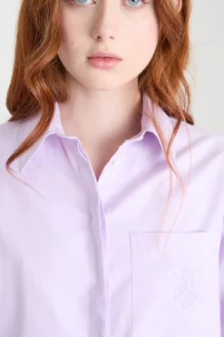 Camicia ampia con taschino - Lilla