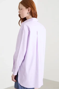 Camicia ampia con taschino - Lilla