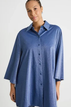 Camicia ampia in jersey - Blu