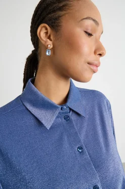 Camicia ampia in jersey - Blu