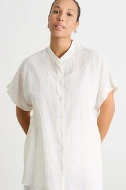 Camicia ampia in organza - Beige Bianco