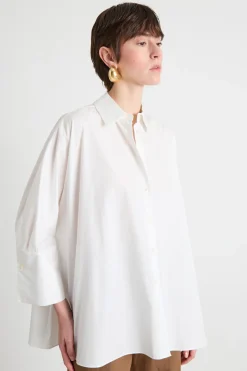 Camicia ampia in popeline - Bianco