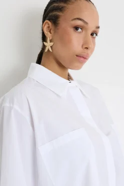 Camicia ampia in popeline - Bianco