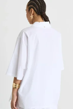 Camicia ampia in popeline - Bianco