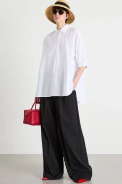 Camicia ampia in popeline - Bianco