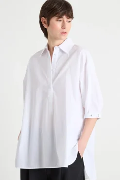 Camicia ampia in popeline - Bianco