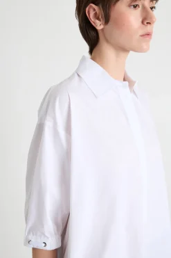 Camicia ampia in popeline - Bianco