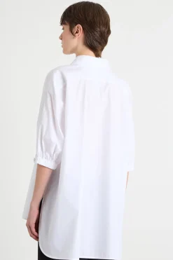 Camicia ampia in popeline - Bianco