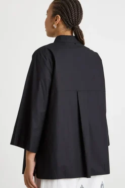 Camicia ampia in popeline - Nero
