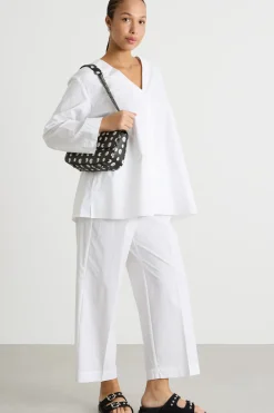 Camicia ampia in tela - Bianco